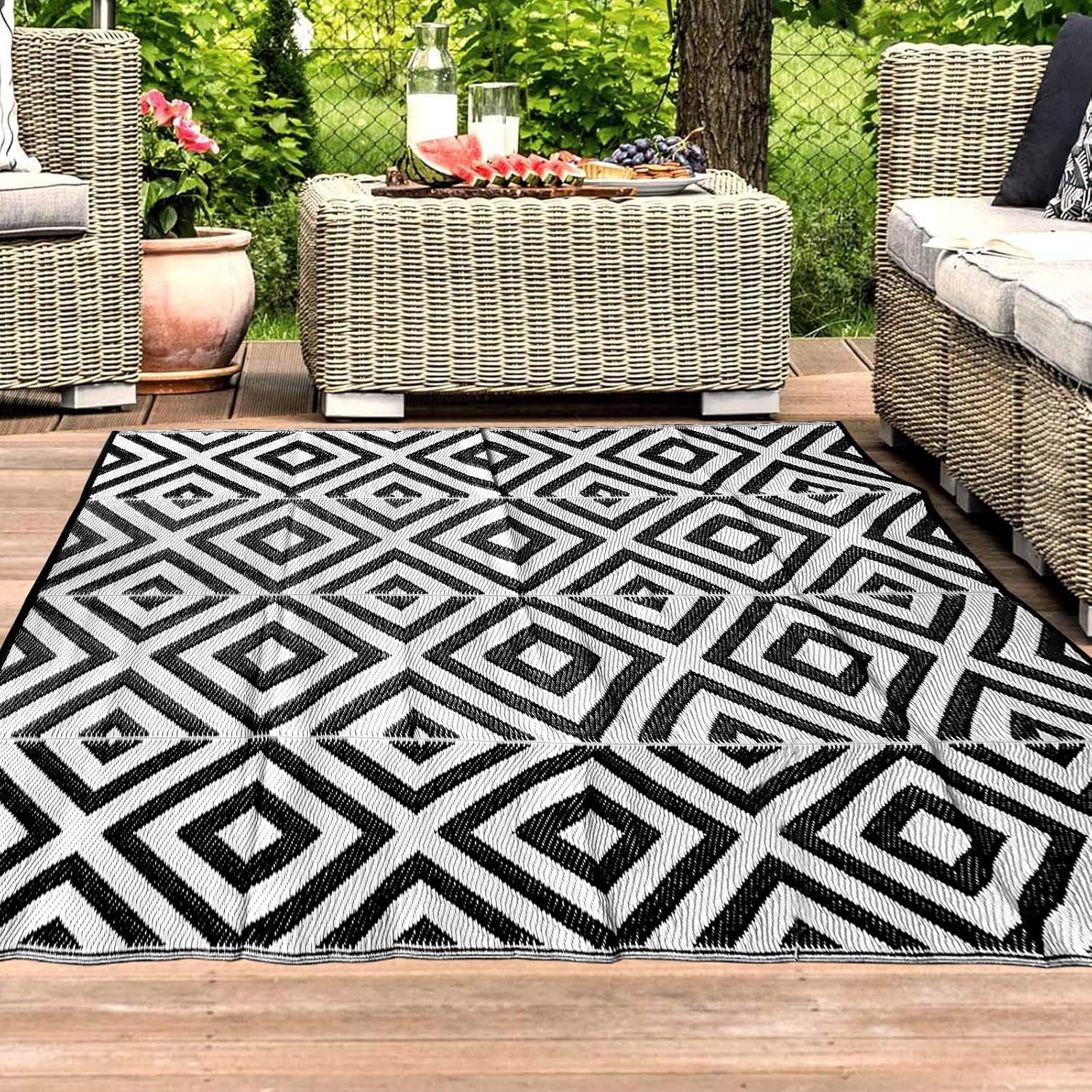 RUN.SE RUN.SE Outdoor Patio Mats 9' x 12' Waterproof Reversible Mats RV