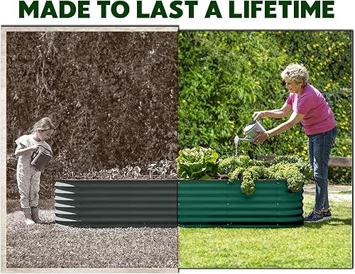 Miniatura 4 de Jardinera elevada de acero galvanizado 9 en 1 Maceta modular de 8 x 2 x 1.5 pies para jardinería, verduras, flores, camas de jardín elevadas de