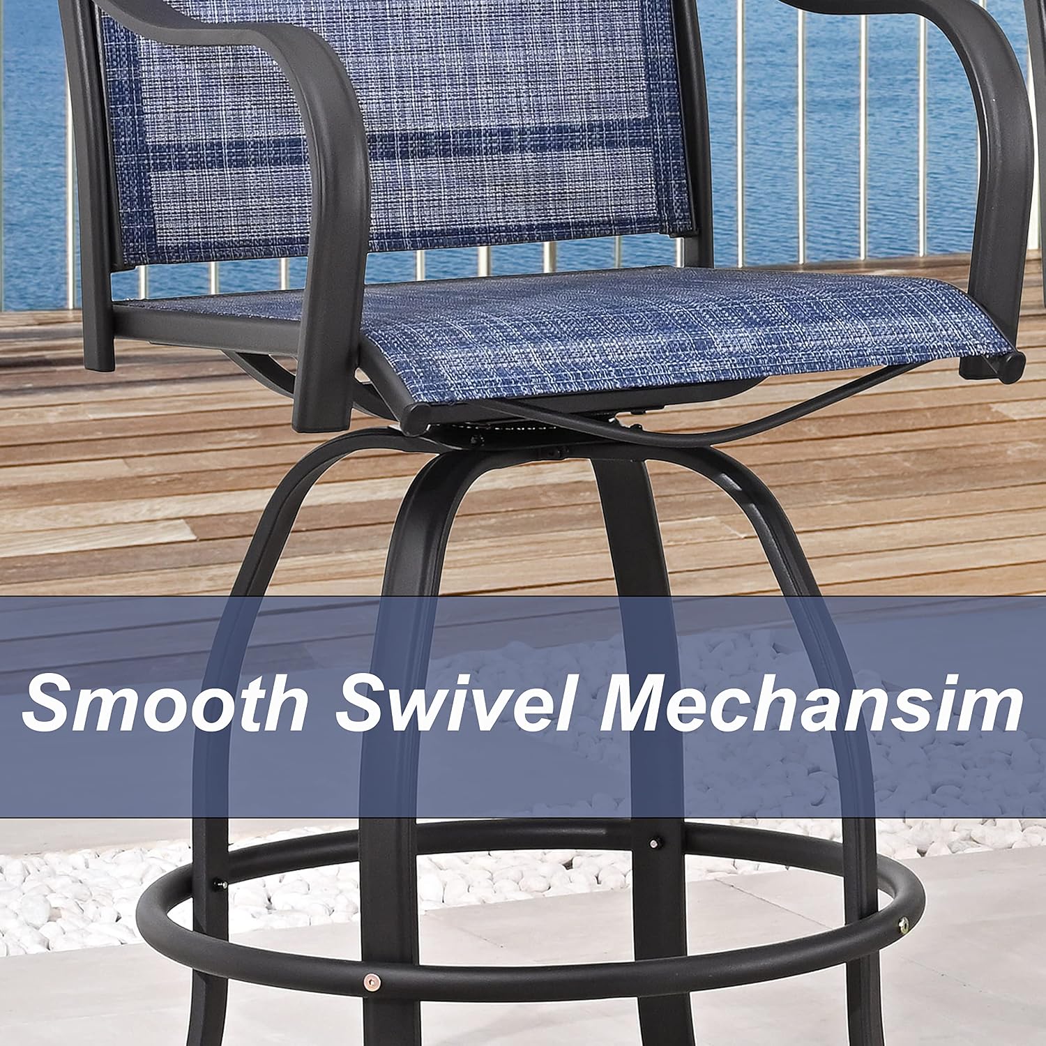 Outdoor Swivel Bar Stools Patio High Bistro Stool Height Chairs All Weather Furniture Bar Dining Chair,Set of 2
