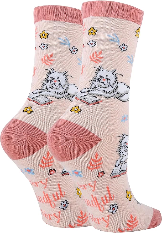 Calcetines Mujer Divertidos Gato Novedad Algodón Talla 5-10 miniatura 4