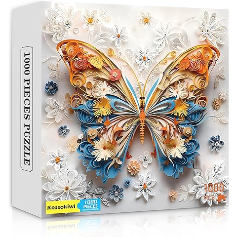 1000 Pcs Butterfly Puzzles for Adults -3D Challenging Colorful Butterflies Jigsaw F...