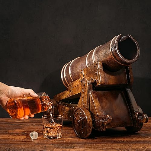 Miniatura 6 de Cannon - Juego de decantador de vino y whisky, hecho a mano, extra grande, réplica vintage, 25.4 fl oz, decantador de 21 pulgadas, The Wine Savant -