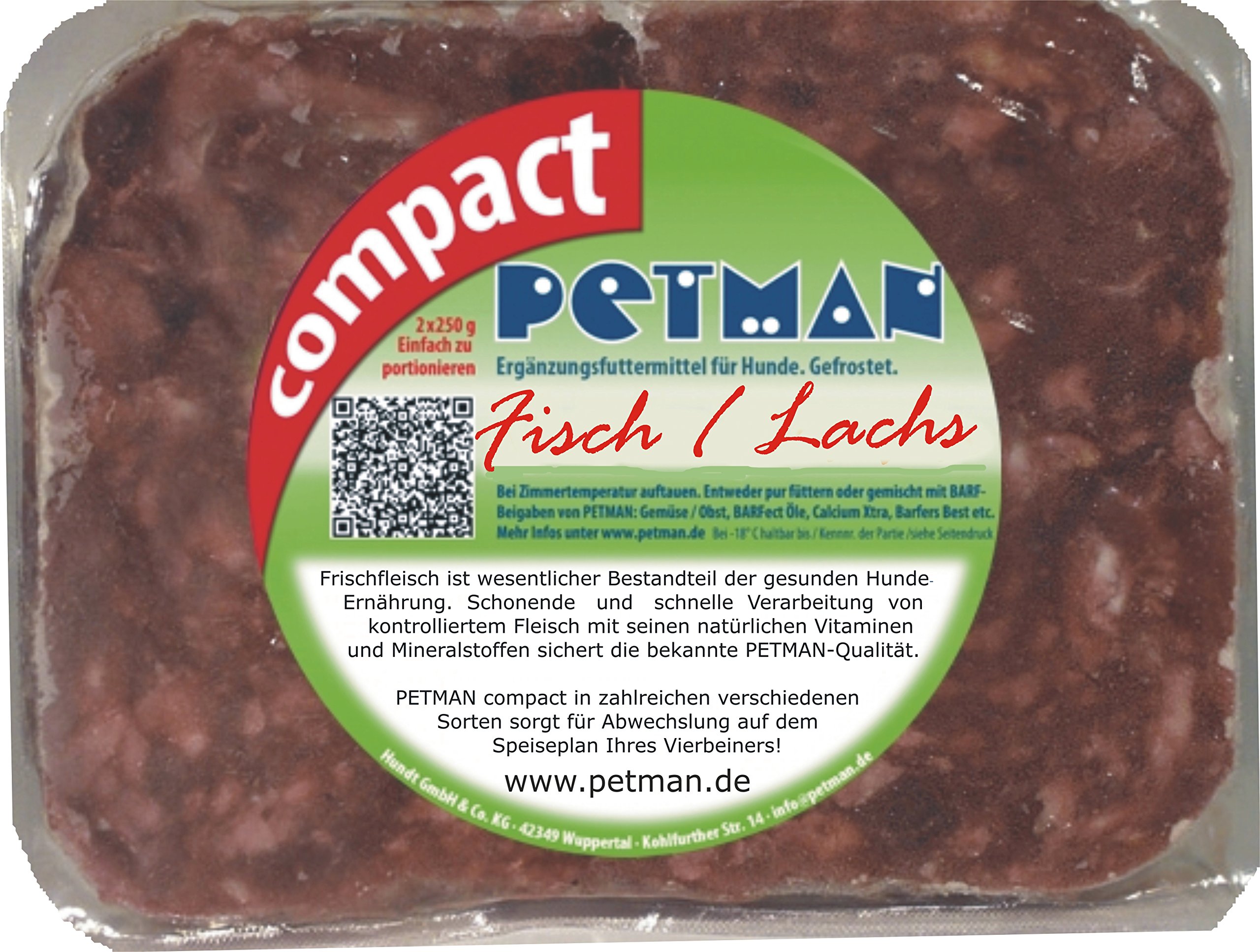 petman compact Fisch/Lachs, 22 x 500g-Beutel, Tiefkühlfutter, gesunde, natürliche Ernährung für Hunde, Hundefutter, Barf, B.A.R.F.
