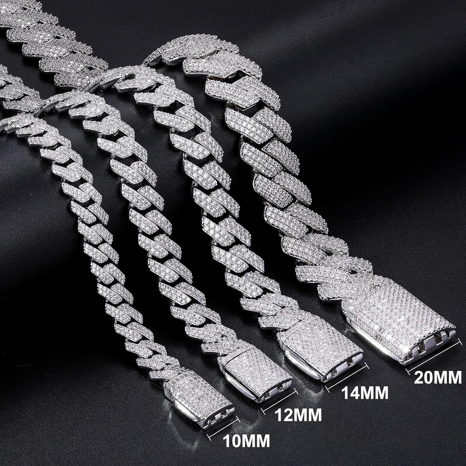 Iced Out Cuban Link Chain for Men18k Gold Plated Miami Cuban Necklace 5A+ Zicron 14MM Silver Iced Out Chain 20 Inch Bling Luxury Hip Hop Jewelry For Women Men - Image 5