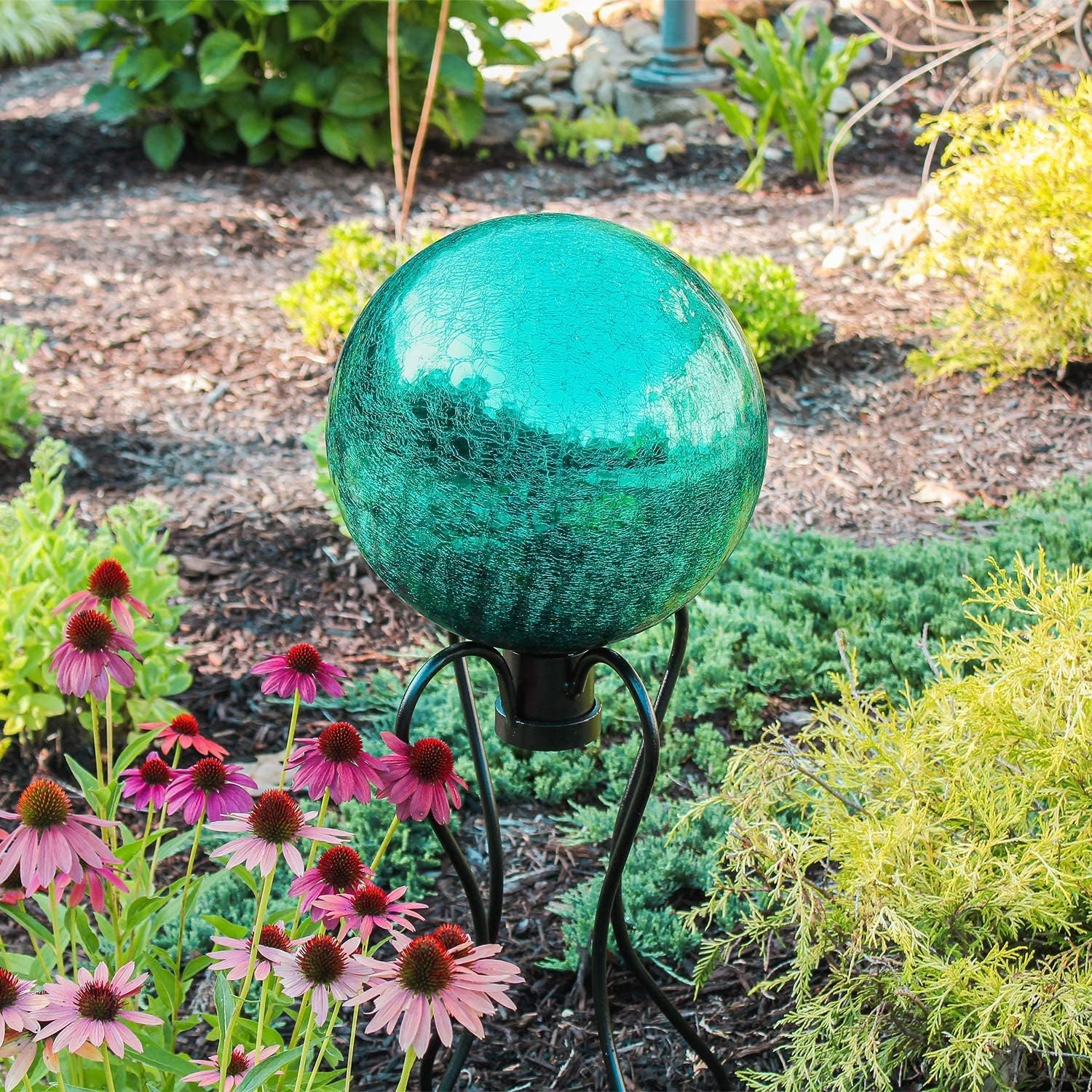 G12-EG-C Gazing Emerald Green 12 inch Glass Garden Globe Ball Sphere Outdoor Lawn and Yard Glass Ornament Festive Holiday Décor for Festivals