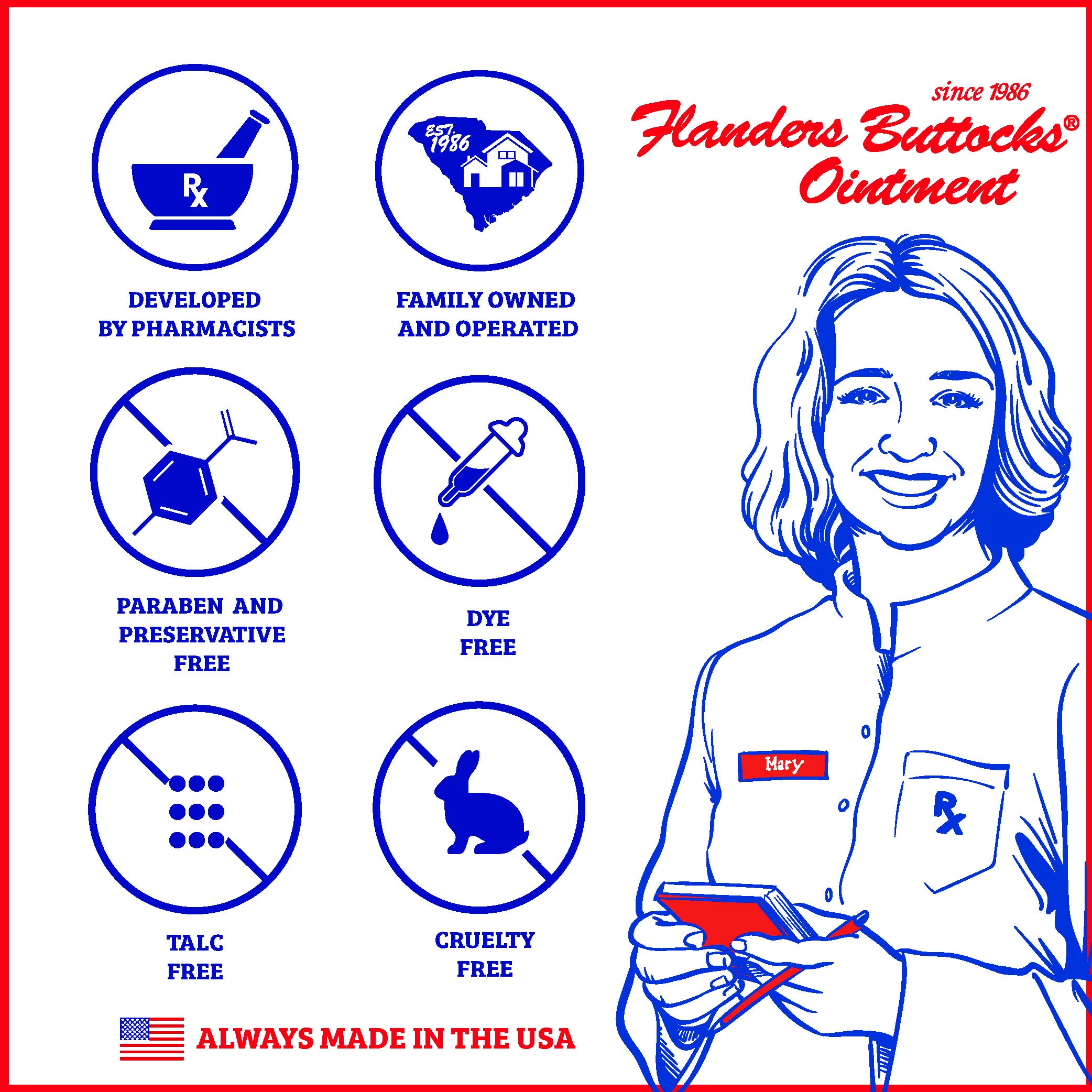 Flanders Buttocks Ointment Diaper Rash Cream, Treatment for Diaper