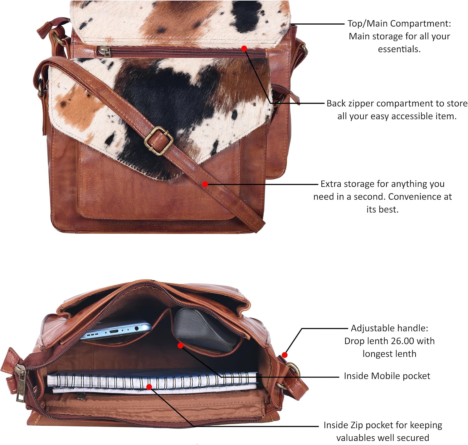 Ozora Genuine Leather Crossbody Purse for Women, Shoulder Bag image 5