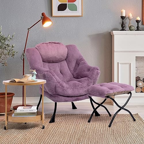 Miniatura 322 de HollyHOME - Silla perezosa grande de tela para sala de estar, silla de lectura, acogedora silla de descanso con reposabrazos, sofá de ocio, color