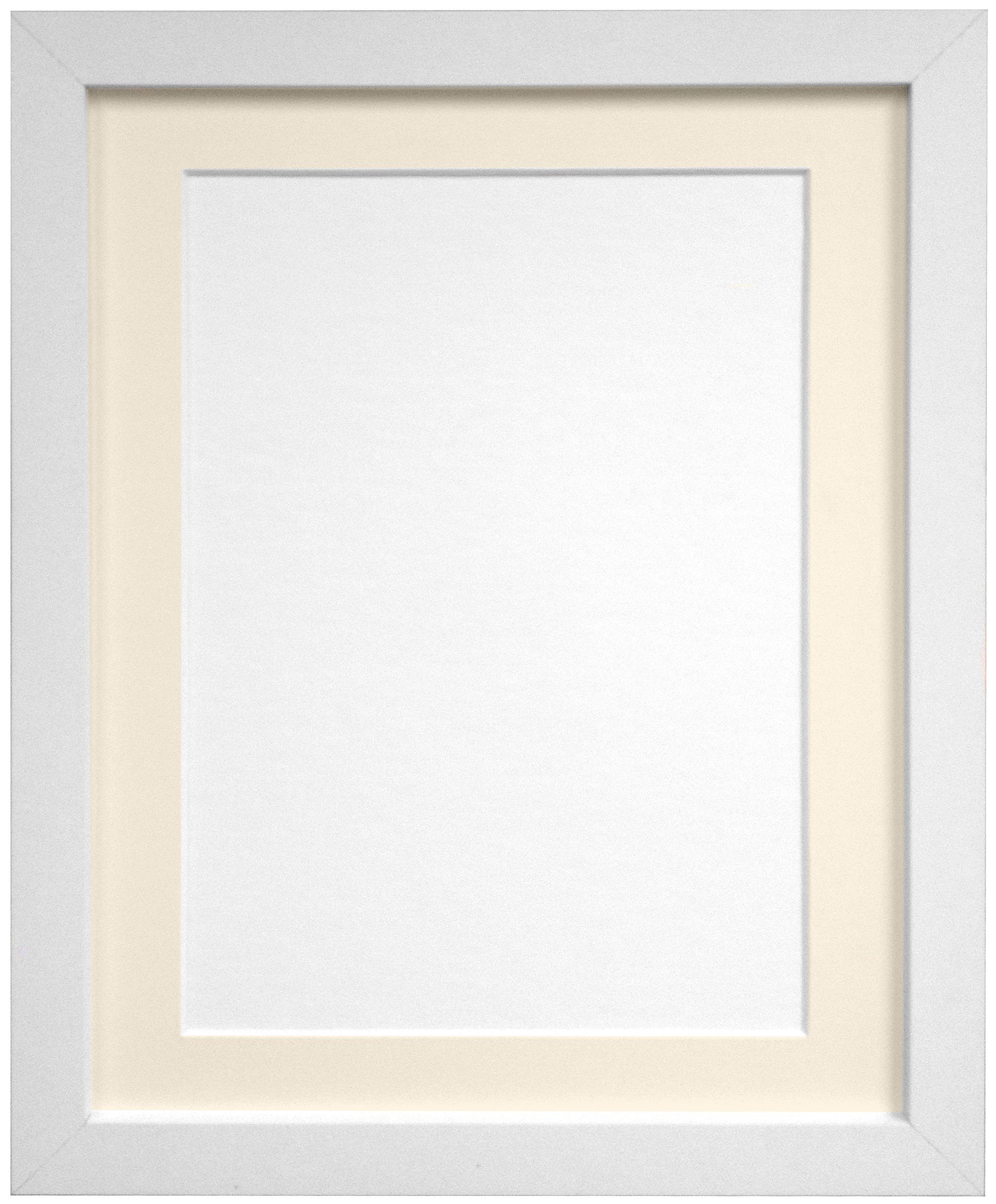 FRAMES BY POST 25mm White Picture Photo Frame with Ivory Mount 24" x 20" For Pic Size 50 x 40cm (Plastic Glass) — image 1