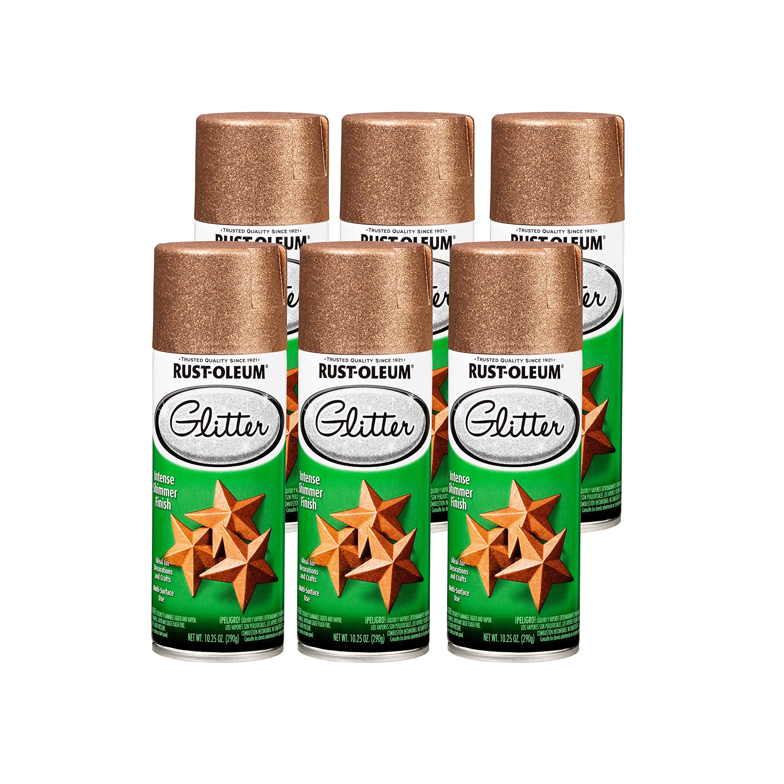 Rust-Oleum 344696-6PK Specialty Glitter Spray Paint, 10.25 Oz, Copper, (Pack of 6)