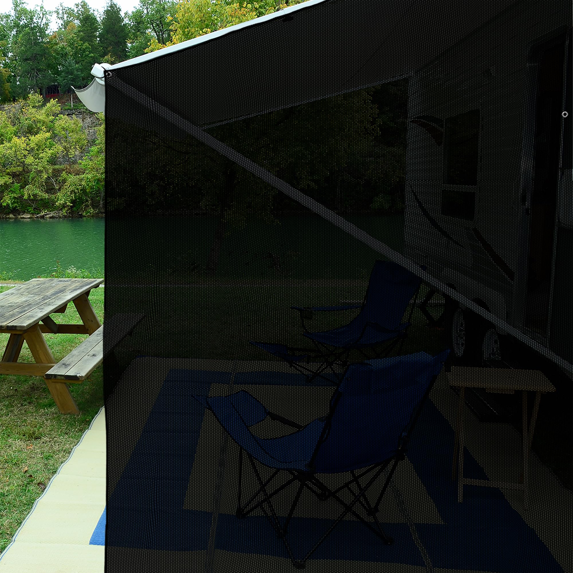 RV Awning Sun Shade Screen – Black 18' Width, 69" Drop, UV Block, For Patio & Camping (Fits Dometic, Carefree, Lippert)