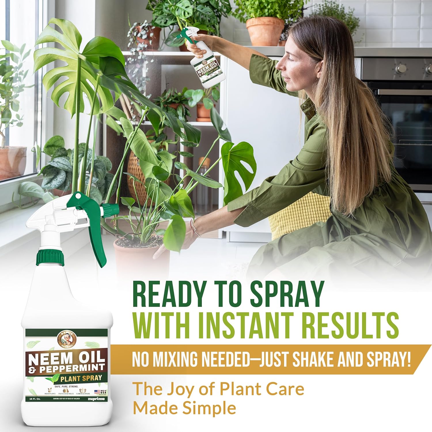 Nani’s Neem and Peppermint Oil Spray 16 Fl.oz. (Made in USA) – 100% Cold-Pressed Organic Neem Oil Spray for Plants – Natural Leaf Shine & Care – Ready to Use for Indoor Plants & Outdoor Gardens - Image 6