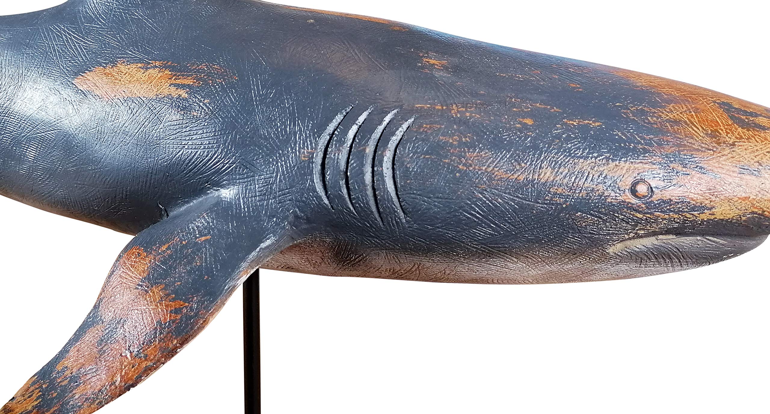 MichaelNoll Hai Haifisch Fisch Dekofigur Statue Skulptur Polyresin Modern - Maritime Deko für Wohnung in Holz-Optik - Dekoration für Wohnzimmer, Schlafzimmer oder Badezimmer - XXL 59x24x38,5 cm
