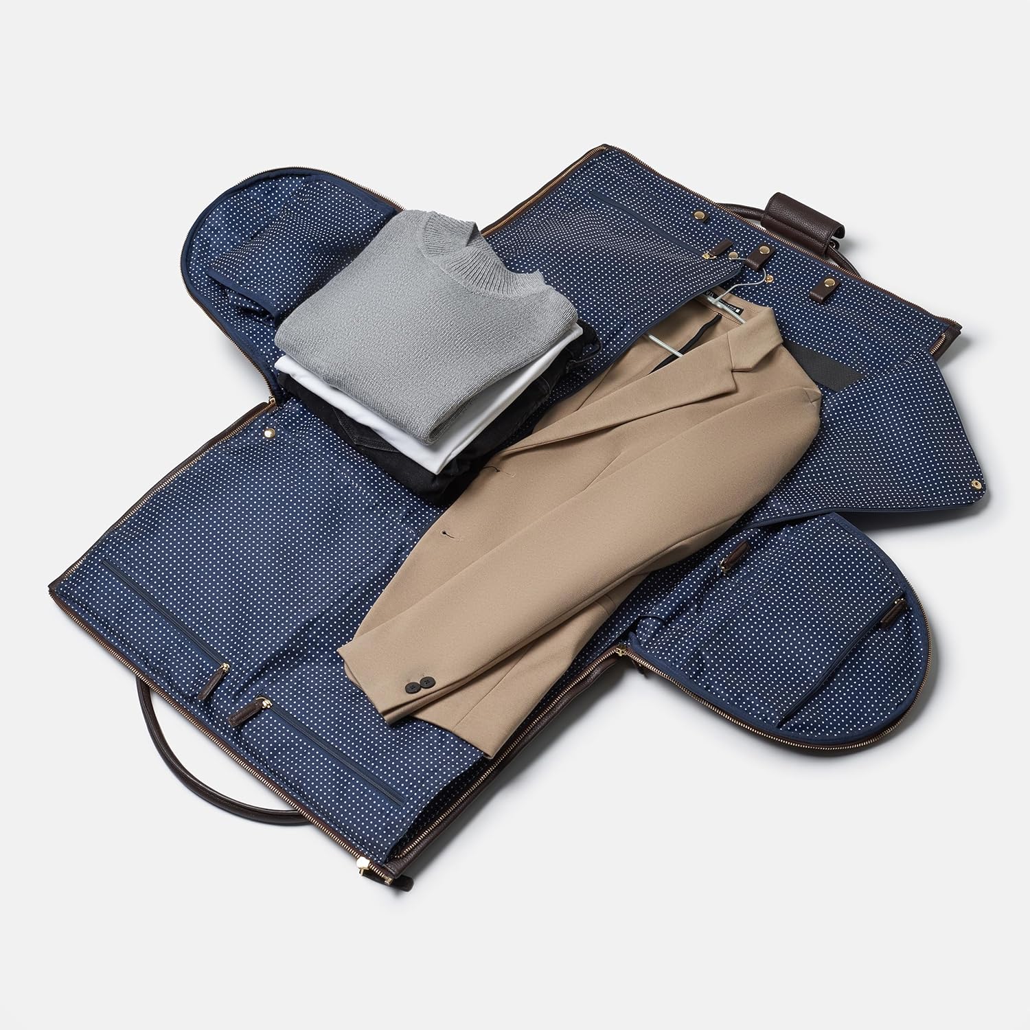 Wool & Oak - NOVA Large Duffle Bag with Wheels - Carry On Garment Duffle Bags for Travel, Overnight, Hospital, Travel Bags for Women & Men with Shoe Compartment & Tech Pocket (Leather, Chocolate) - Image 2