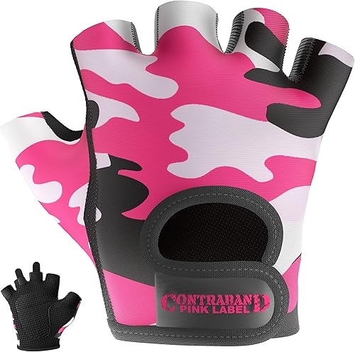 Contraband Pink Label 5217 Design Series - Guantes de levantamiento y remo con estampado de camuflaje (par) Ligero vegano medio acolchado de