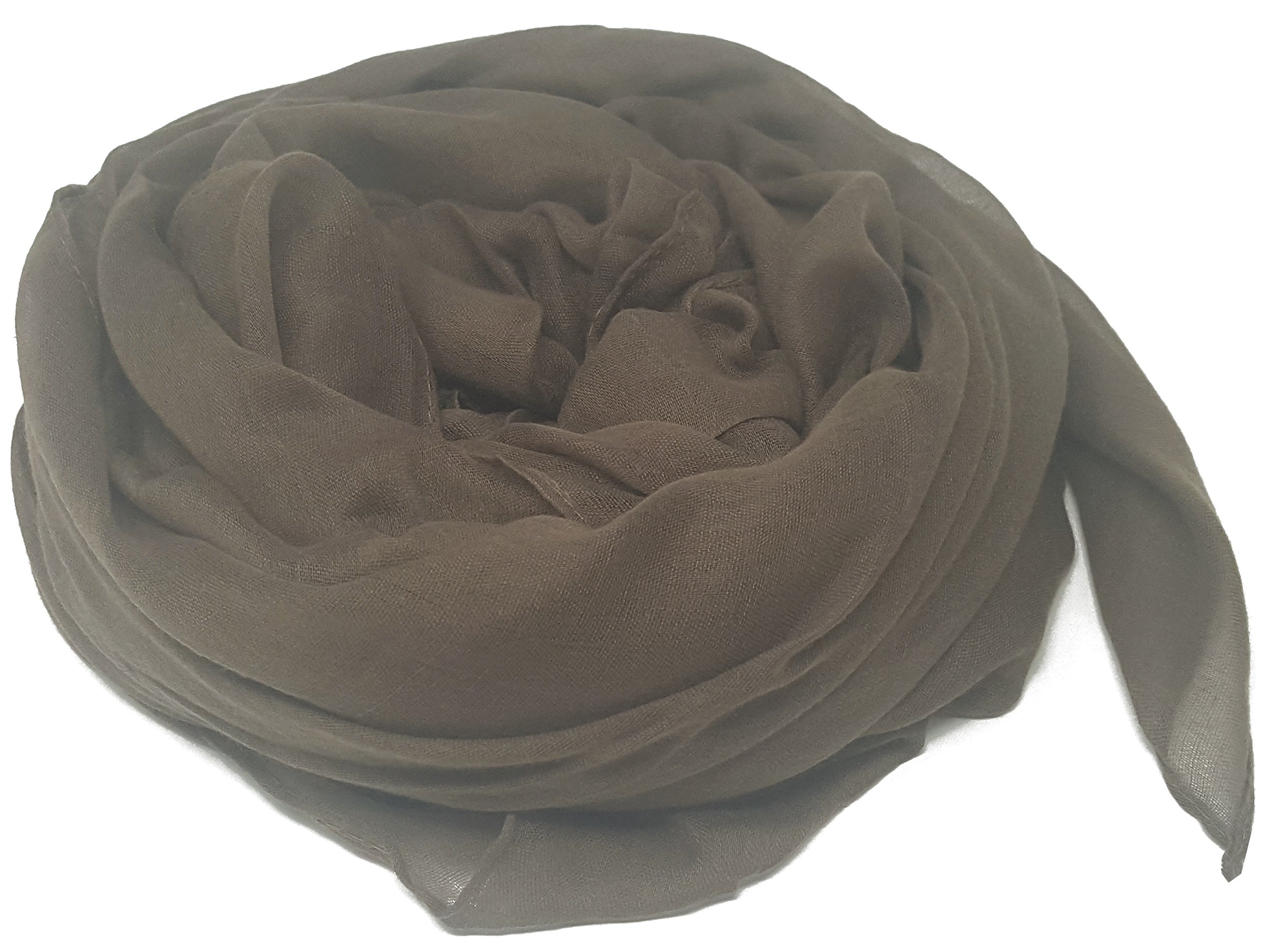 World Of Shawls Women's Dark Khaki World Of Scarfs One Scarf Many Ways To Wear : Plain Hijab Sarong Shawl Wrap Cover- Up Sarong Cape (Dark Khaki)