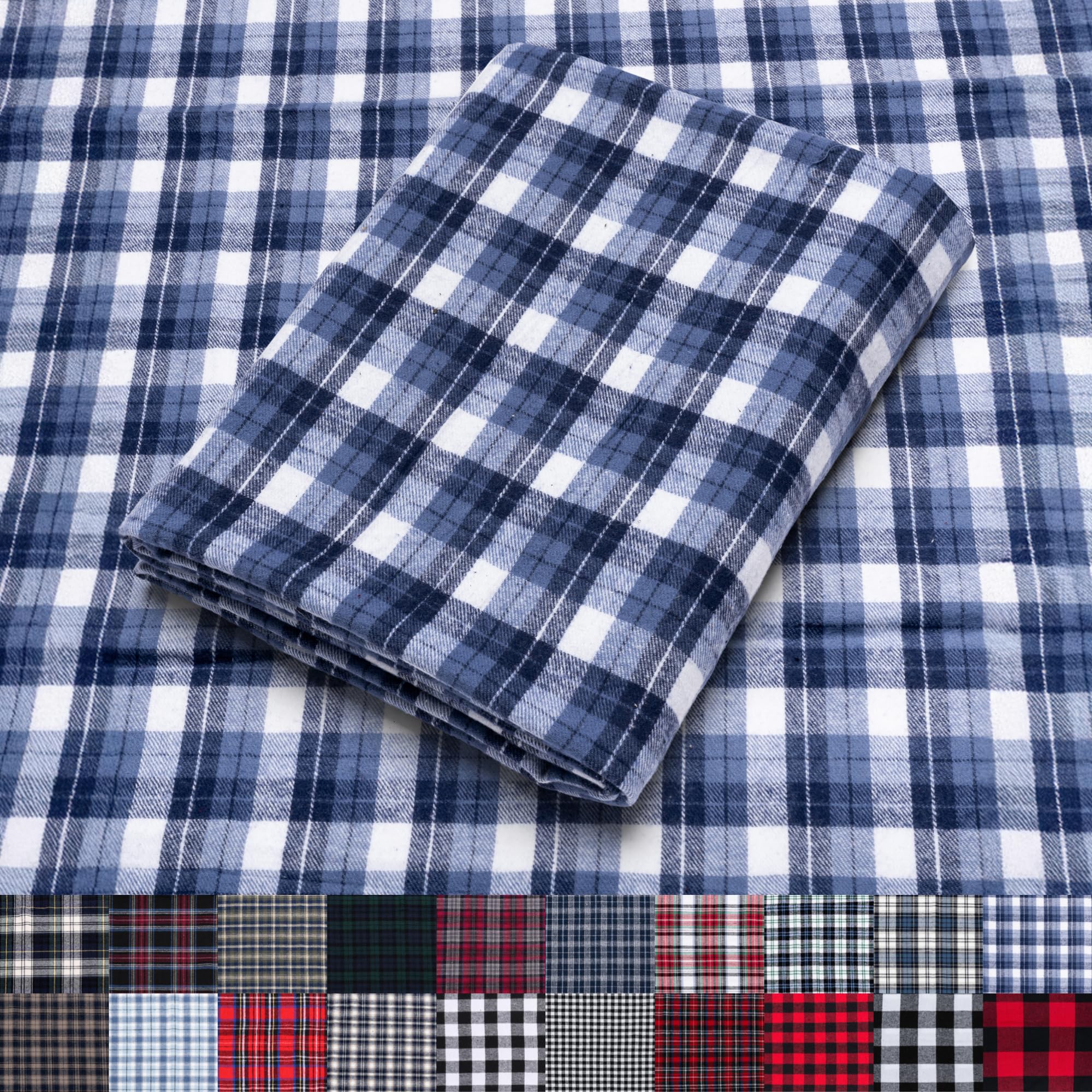 Pico Textiles 1 Yard Blue and Green Blackwatch Tartan Plaid Flannel Fabric - 60" Wide - 100% Cotton - Sold by The Yard - for Shirts, Scarves, Pajamas & Receiving Blankets — view 9