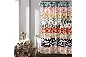 Bohemian Stripe Shower Curtain: Vibrant Splash for Maximalist Bathrooms