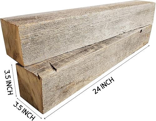 Miniatura 2 de Viga de madera rústica reciclada y desgastada para manualidades, proyectos y decoración DIY (viga de 4x4x24)