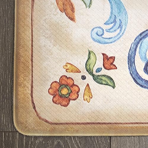 Miniatura 3 de Alfombra gigante y anti-fatiga con relieve de 20.0 in x 39.0 in para el suelo, Crema de flor toscana