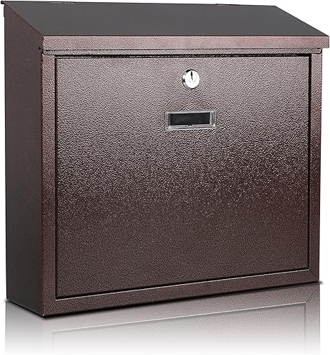 xydled Buzones de correo con cerradura con llave, buzón de bloqueo montado en la pared, gran capacidad, cubierta de acero galvanizado buzón de metal