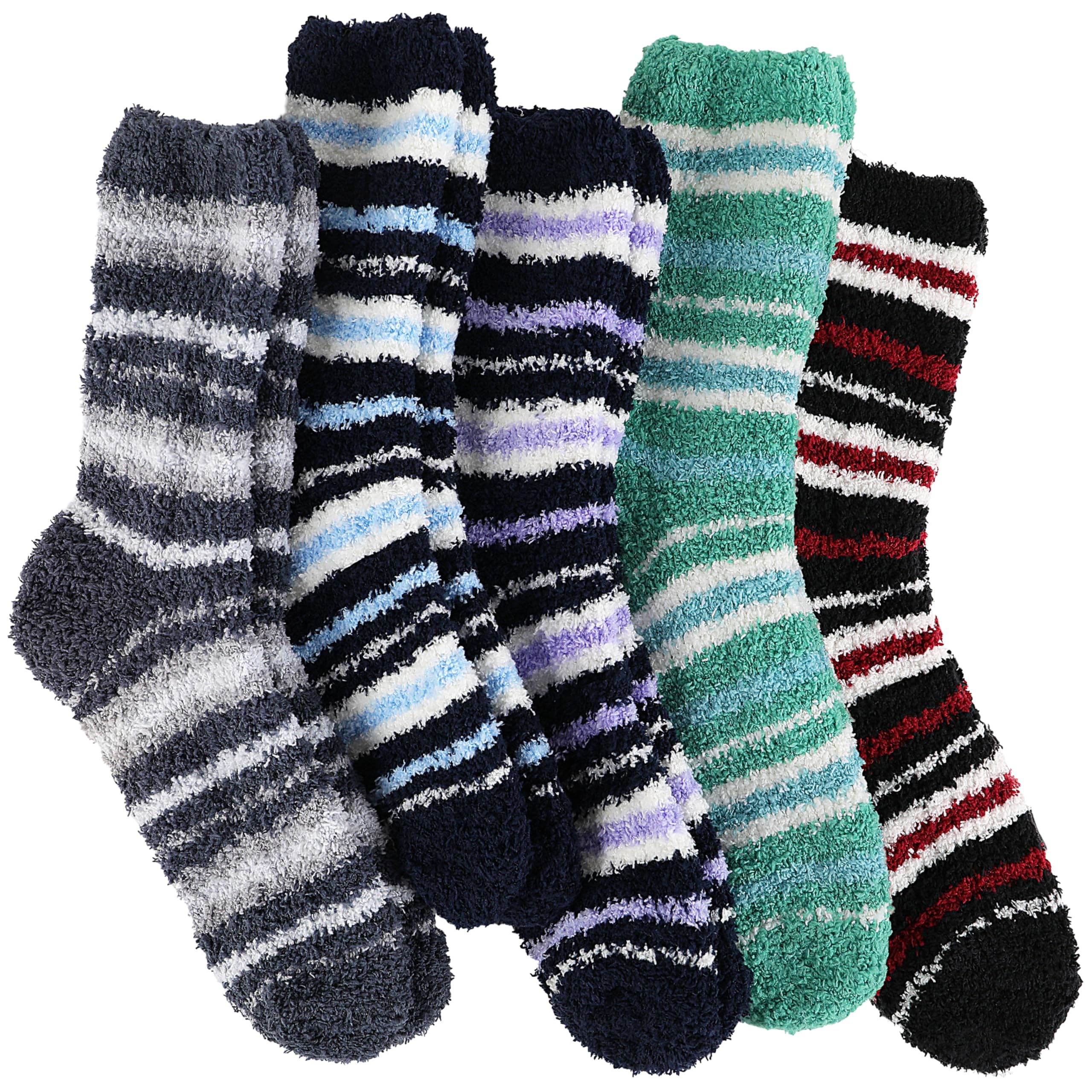 Fuzzy Socks Warm Fluffy Winter Cozy Thick Plush Slipper Sleep Comfy Crew Socks for Women &amp; Men 5 Pairs