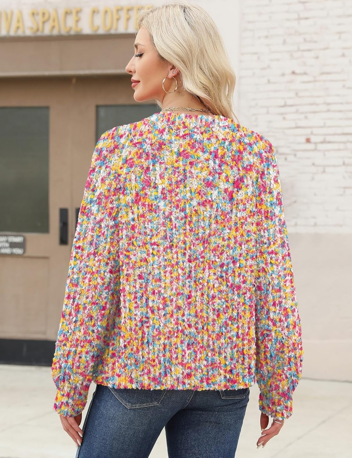 Rapbin Women's Cable Knit Cardigan Open Front Sweater Casual Long Sleeve Button Coats Outerwear - Image 3