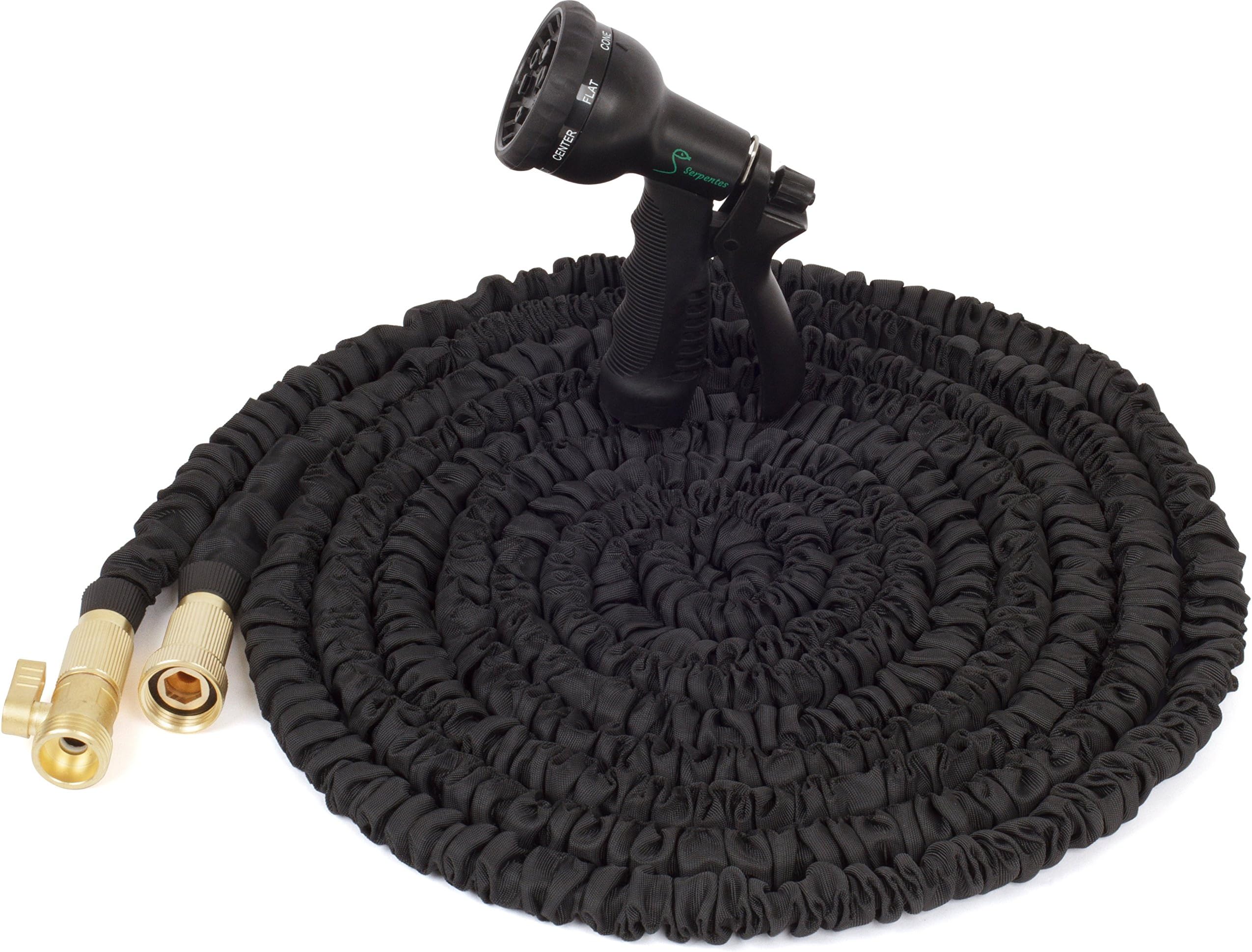 King Cobra 25' Expandable Garden Hose - For Heavy Duty use with Solid Brass Ends. Lightweight yet Strongest Fabric that is Flexible. UV Protected and Anti-Aging.