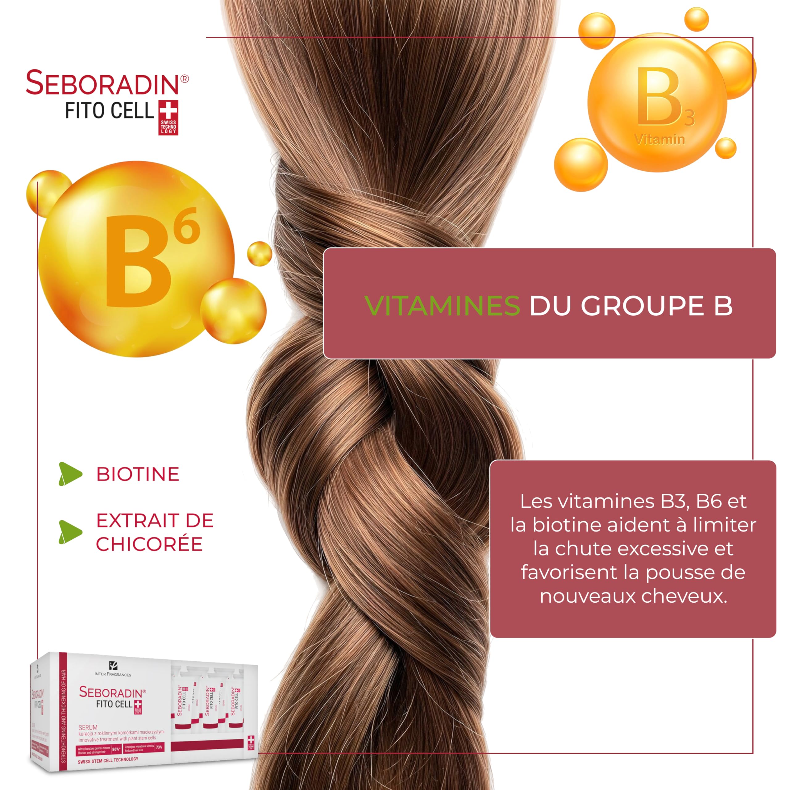 Seboradin, Sérum Fitocell anti-chute, garantissant la croissance des cheveux, cellules souches de technologie suisse Phytocelltec™ Malus Domestica, pour hommes et femmes