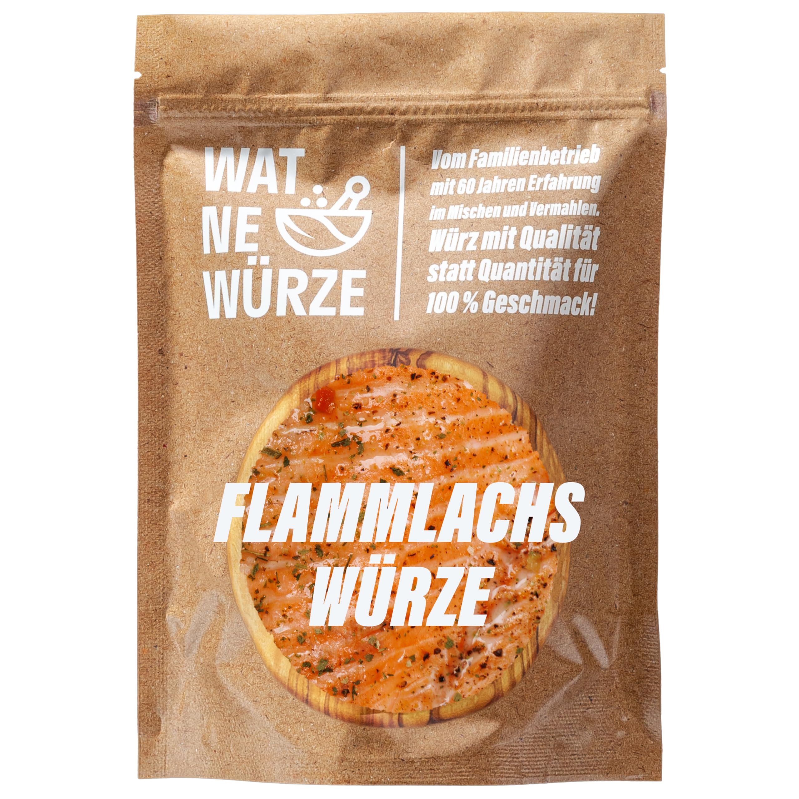 WAT NE WÜRZE Flammlachs Gewürz 300 g | Gewürzmischung für Lachs am Feuer, Fisch, Stremellachs & Steckerlfisch | Flammlachsgewürz als Fischgewürz zum Grillen und als Rub für BBQ