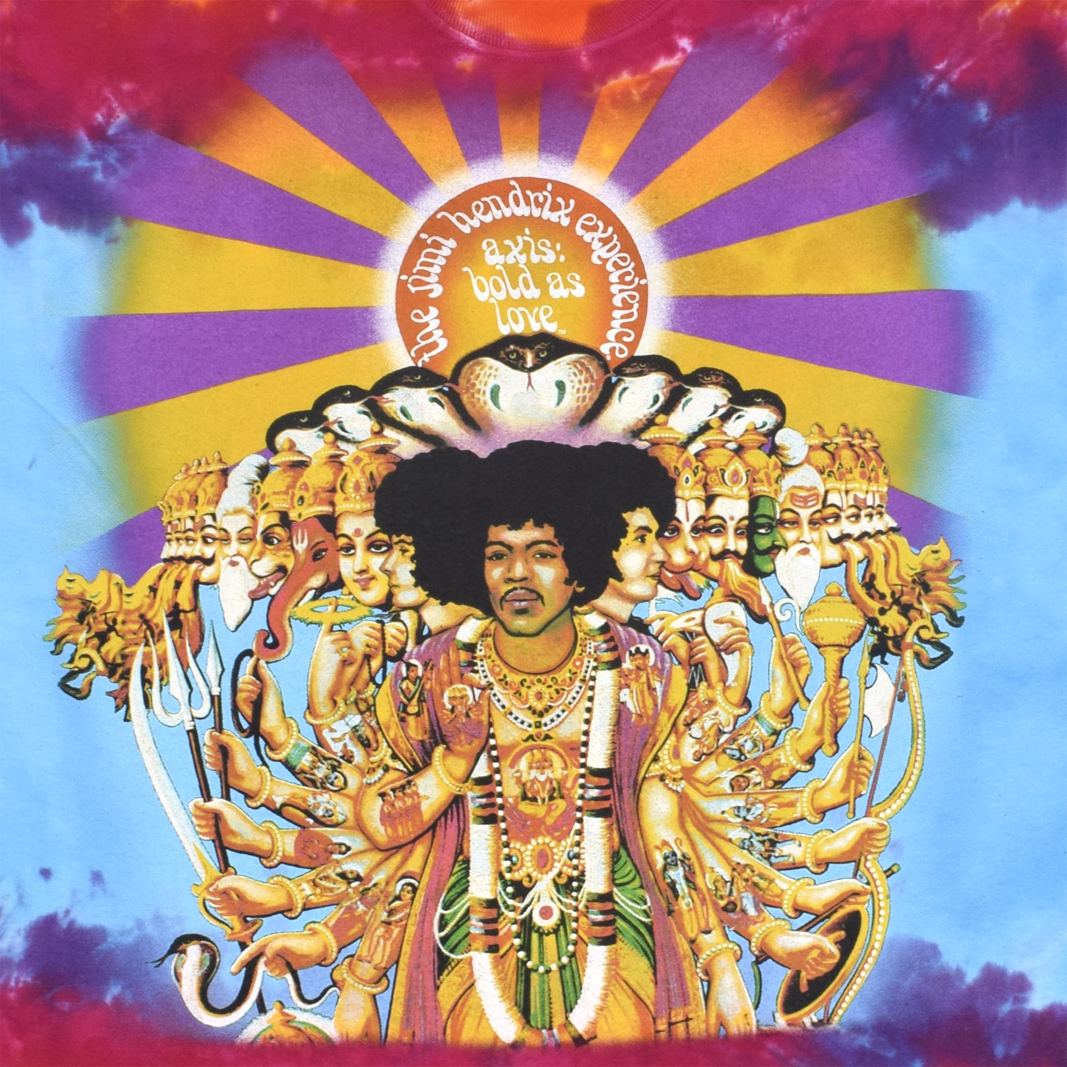 Liquid Blue Jimi Hendrix Axis Bold As Love Tie Dye T-Manica Corta da Donna