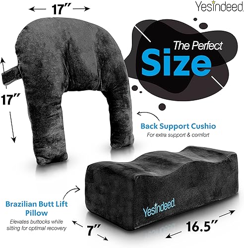 Miniatura 4 de Almohada para levantamiento de glúteos brasileña + cojín de apoyo – aprobada por doctores, de espuma BLL con bolsa de transporte y almohadilla de