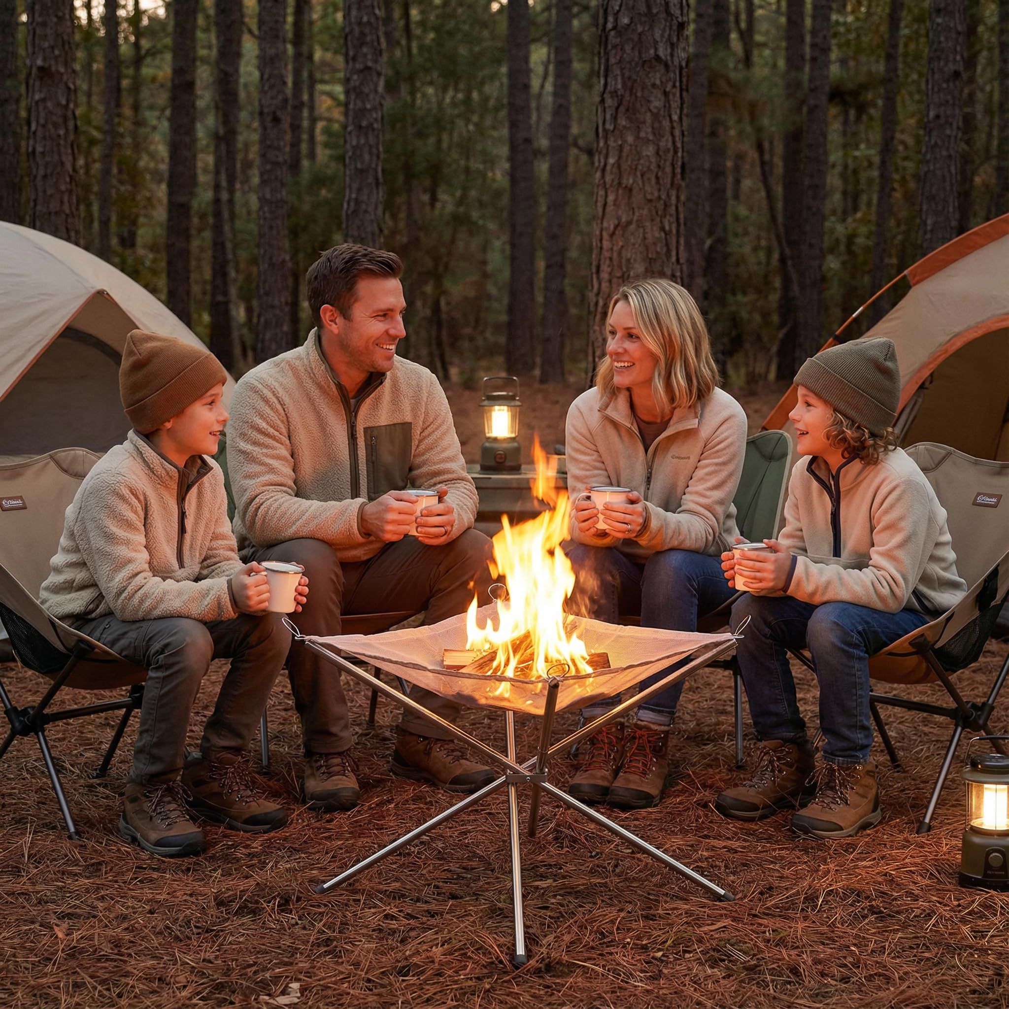 Edelstahl Feuerschale Faltbar Großformatig 56cm mit tragbarer Tragetasche,zusammenklappbare Feuerstelle aus 304er Edelstahlgewebe für Outdoor-Camping,BBQ,Garten,Terrasse und Hof Gadgets