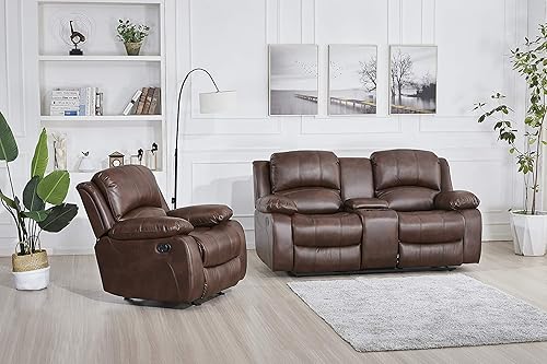 Miniatura 29 de Betsy Furniture 8018 - Juego de sillón reclinable de cuero reconstituido, para sala, sofá reclinable, sofá de dos piezas y sillón de cuero