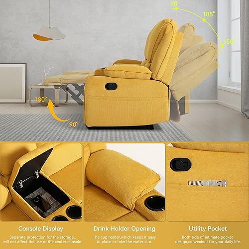 Miniatura 6 de Sofá reclinable doble de 67.9 pulgadas, sofá reclinable para autocaravana, soporte de pared reclinable, sofá reclinable manual, asientos de cine en