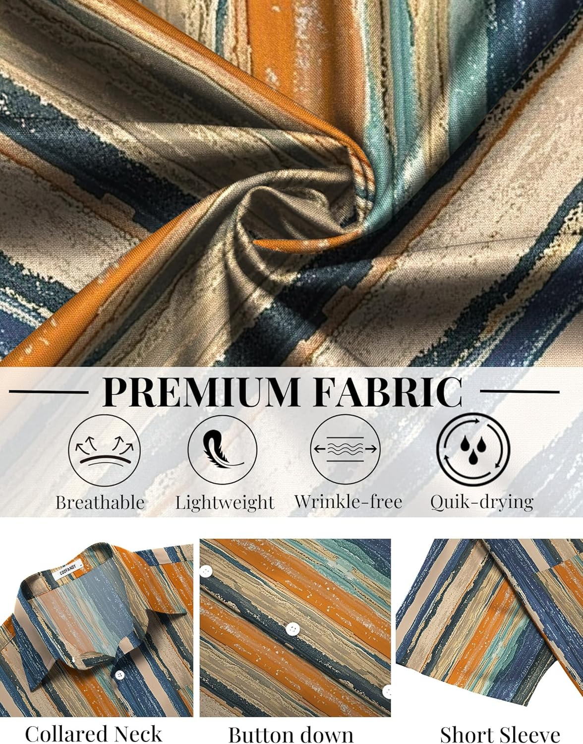 COOFANDY Mens Hawaiian Shirts Short Sleeve Button Down Aloha Shirts Summer Vacation Beach Shirts - Image 6