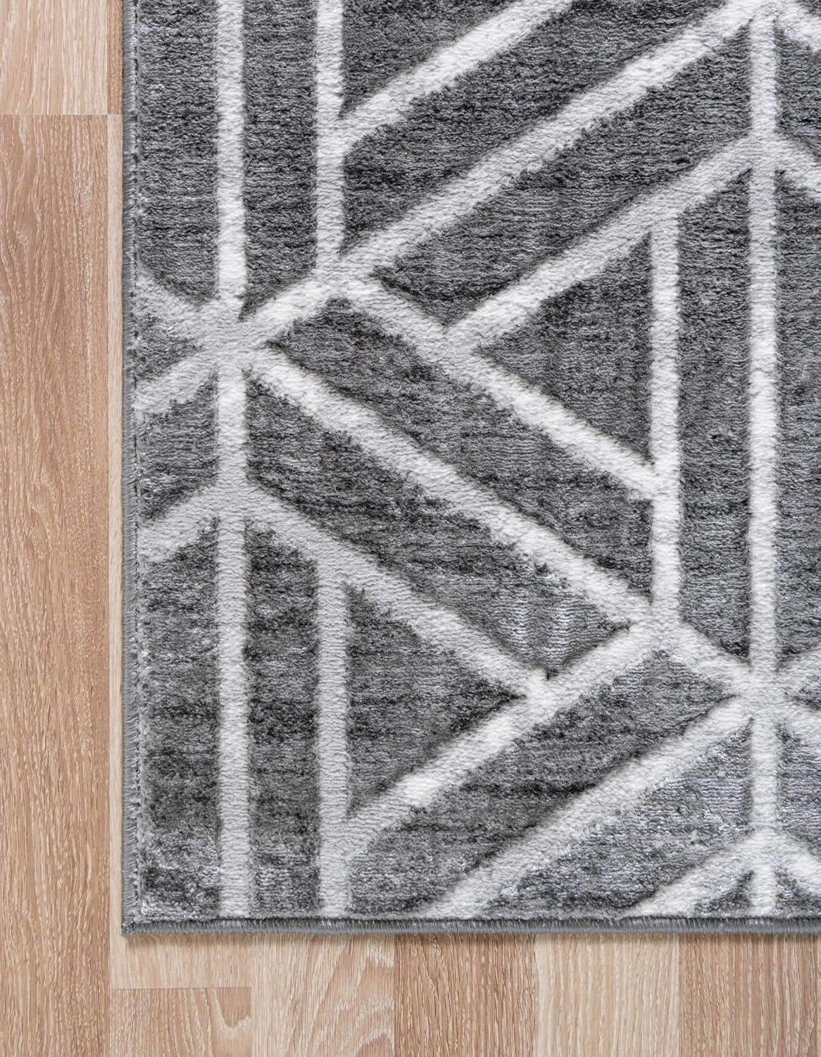 Unique Loom Matrix Trellis Collection Area Rug - Motif (2' x 6' 1" Runner, Gray/ Ivory)