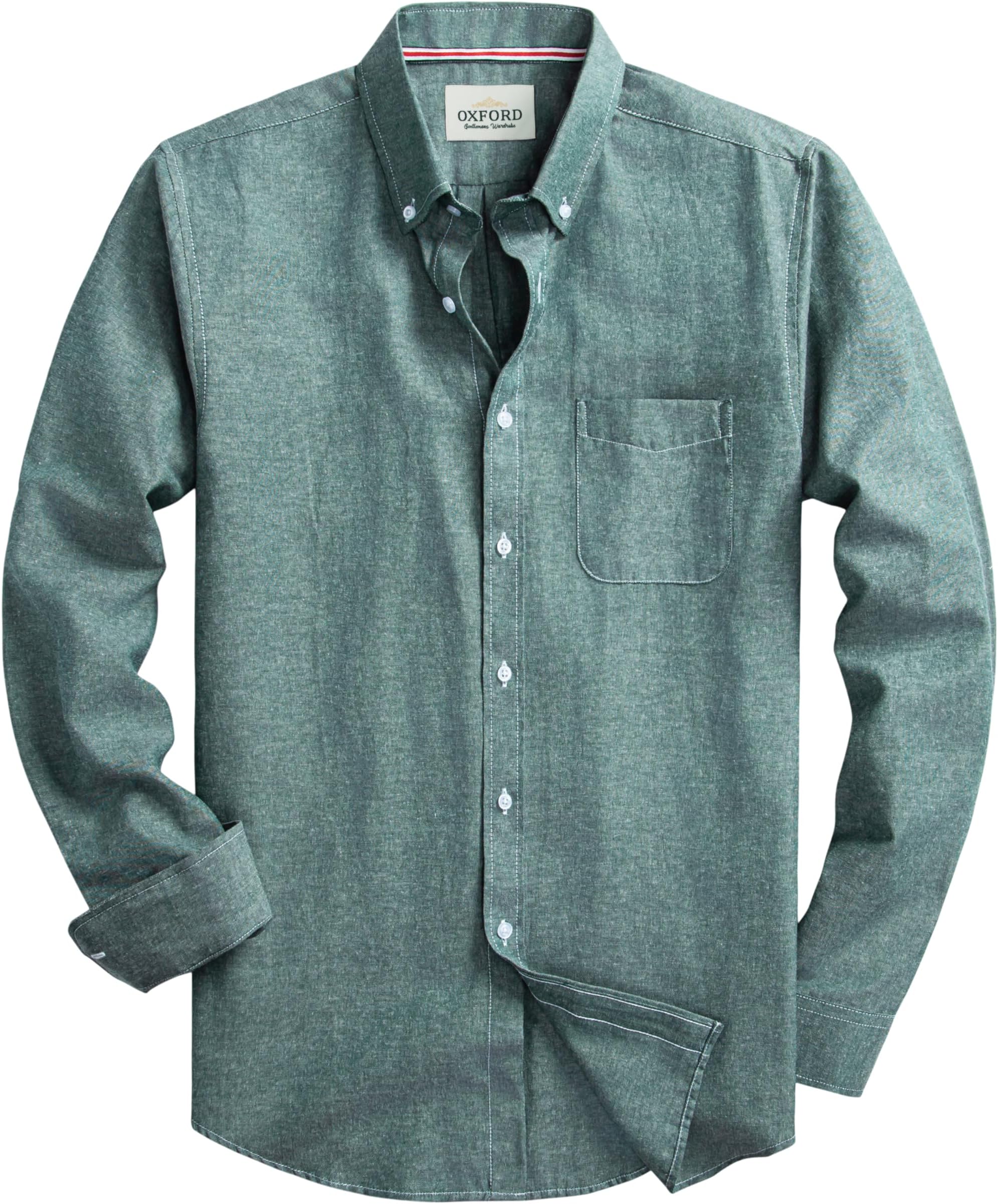 Mens Oxford Shirts Long Sleeve Slim Fit Lightweight Casual Button Down Shirts with Pocket