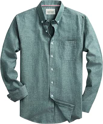 Men's Long Sleeve Oxford Shirt, Slim Fit Button Down with Pocket