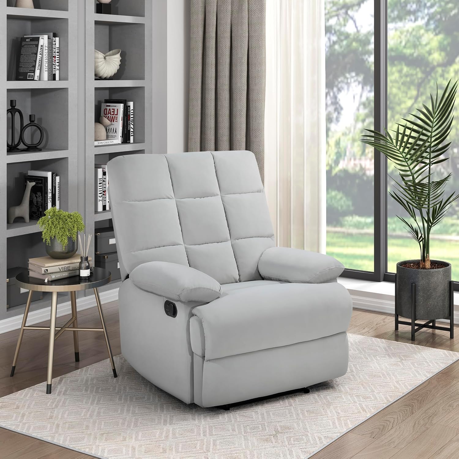 Lexicon Zélie Velvet Manual Reclining Chair, Light Gray