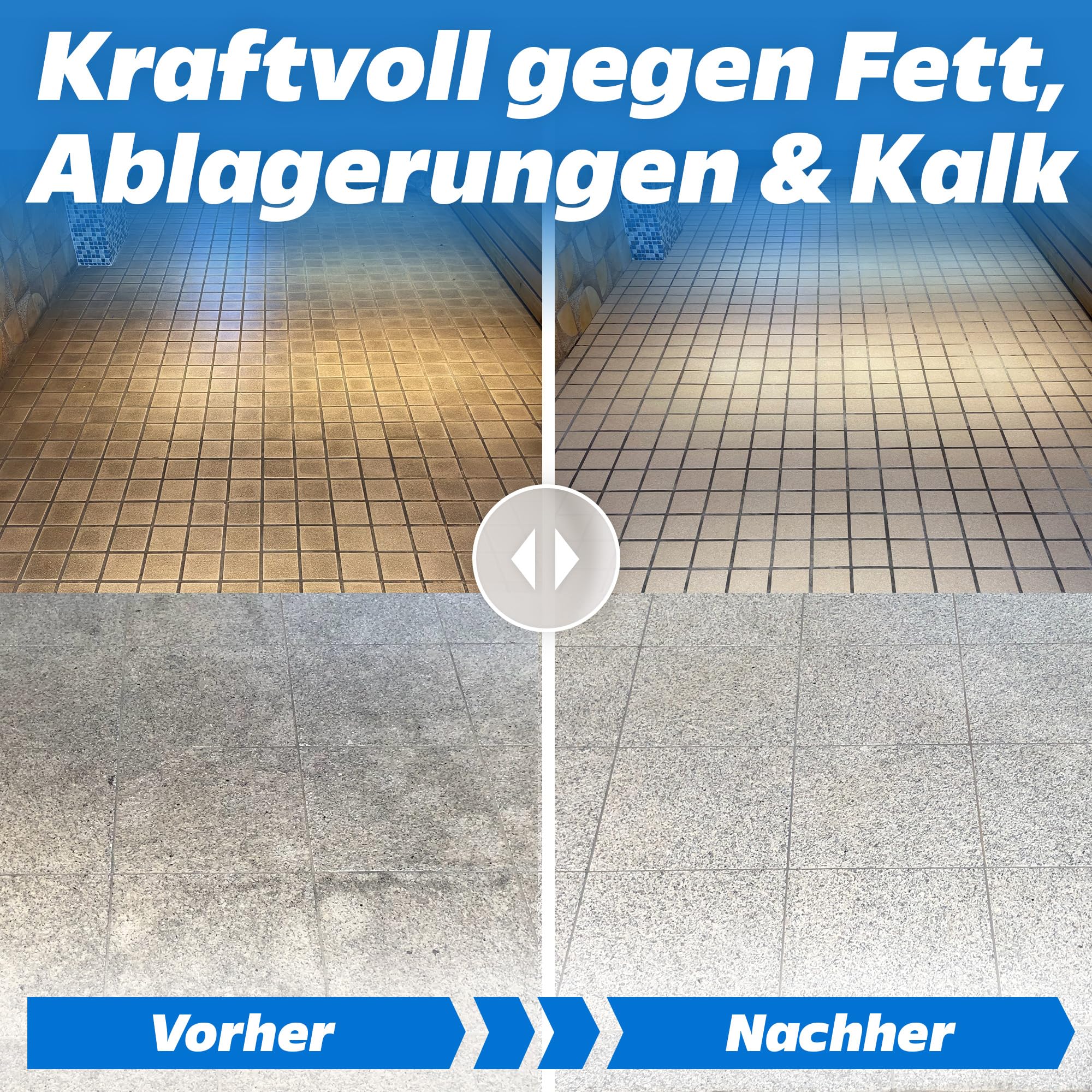 PRINOX 4x 1000ml Fliesenreiniger & Fugenreiniger Konzentrat EXTRA STARK - Reiniger zum Entfernen von hartnäckigen Verschmutzungen, Kalk oder Seifenresten im Bad