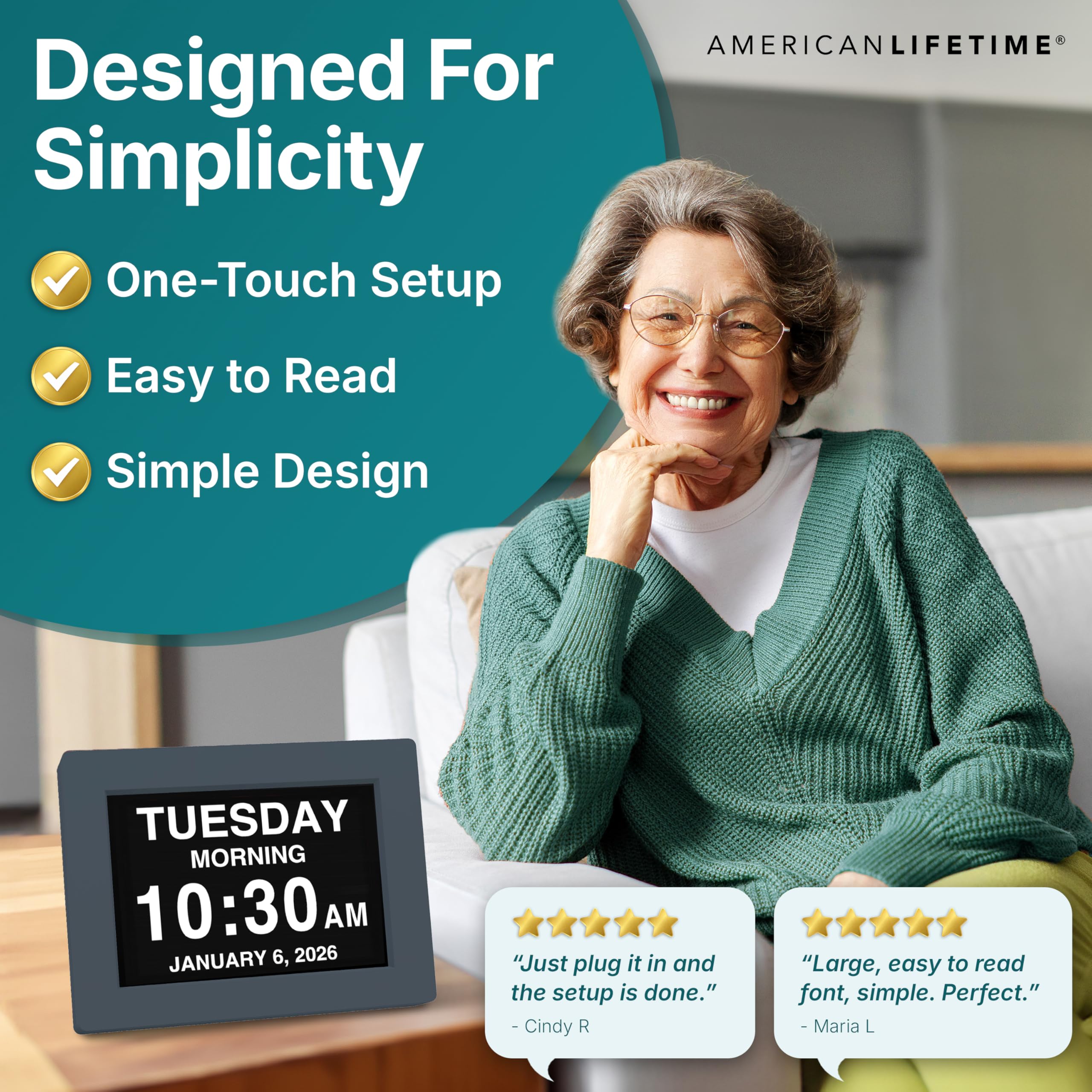 AMERICAN LIFETIME 2024 Orologio da polso per anziani, grande orologio digitale con allarme personalizzato, orologio con giorno e data per anziani, grande quantità di inverni e orologio digitale