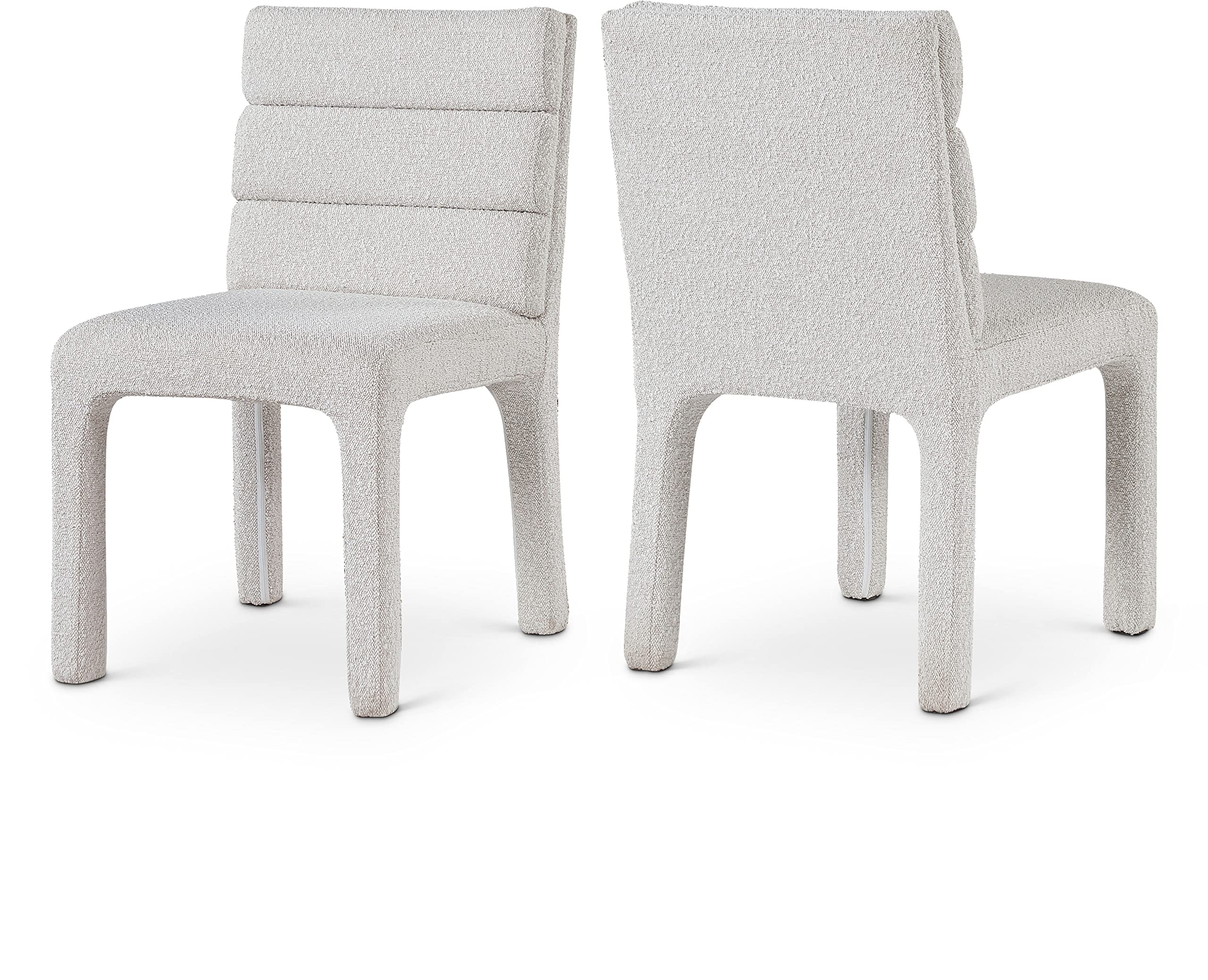 Meridian Furniture Kai Collection Modern | Contemporary Upholstered Dining Chair, Deep Channel Tufted Back, Set of 2, 19" W x 23" D x 34" H, Cream