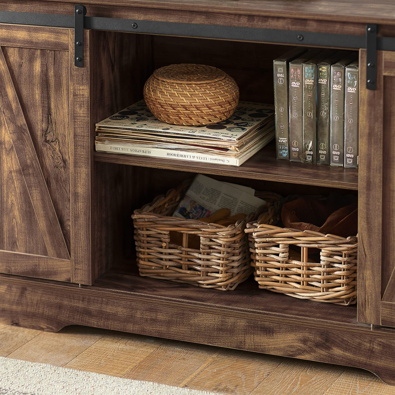 SoBuy Mueble recibidor aparador 120x40x70cm para recibidor | Mueble almacenaje puerta corrediza granero + estantes ajustables, PB E1, capacidad 50kg FSB60-N