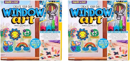 Made By Me Create Your Own Window Art by Horizon Group USA, Paint Your Own Suncatchers. Kit Includes 12 Pre-Printed Suncatchers + DIY Acetate Sheet, Assorted Colors 2 Pack
