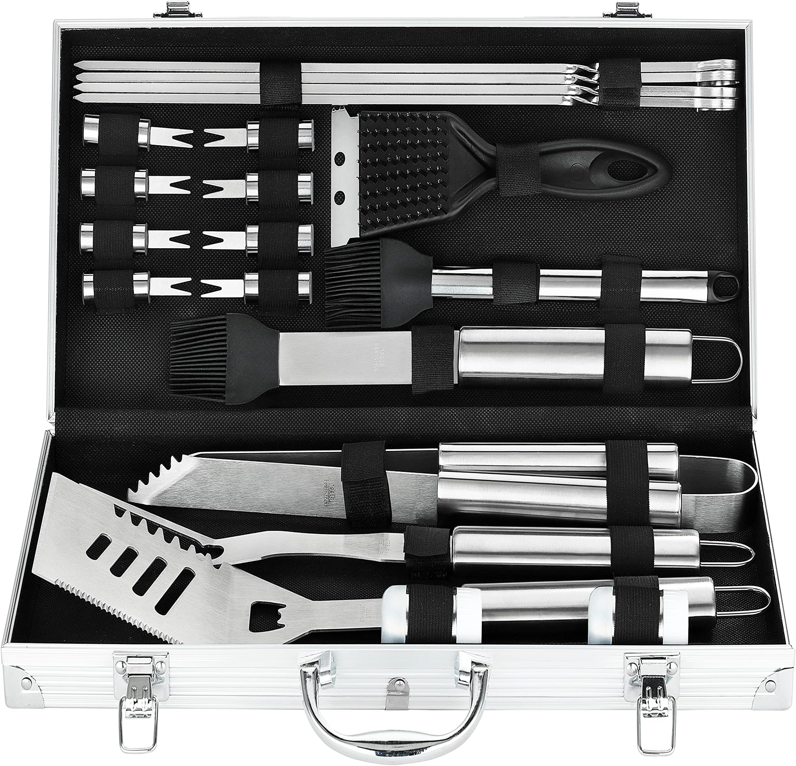 N NOBLE FAMILY 21PCS Professional Stainless Steel Grill Set for Men Dad Women - Perfect Grill Gift on Father's Day, Christmas, Birthday - Complete BBQ Tool Set for Outdoor Camping Barbecue