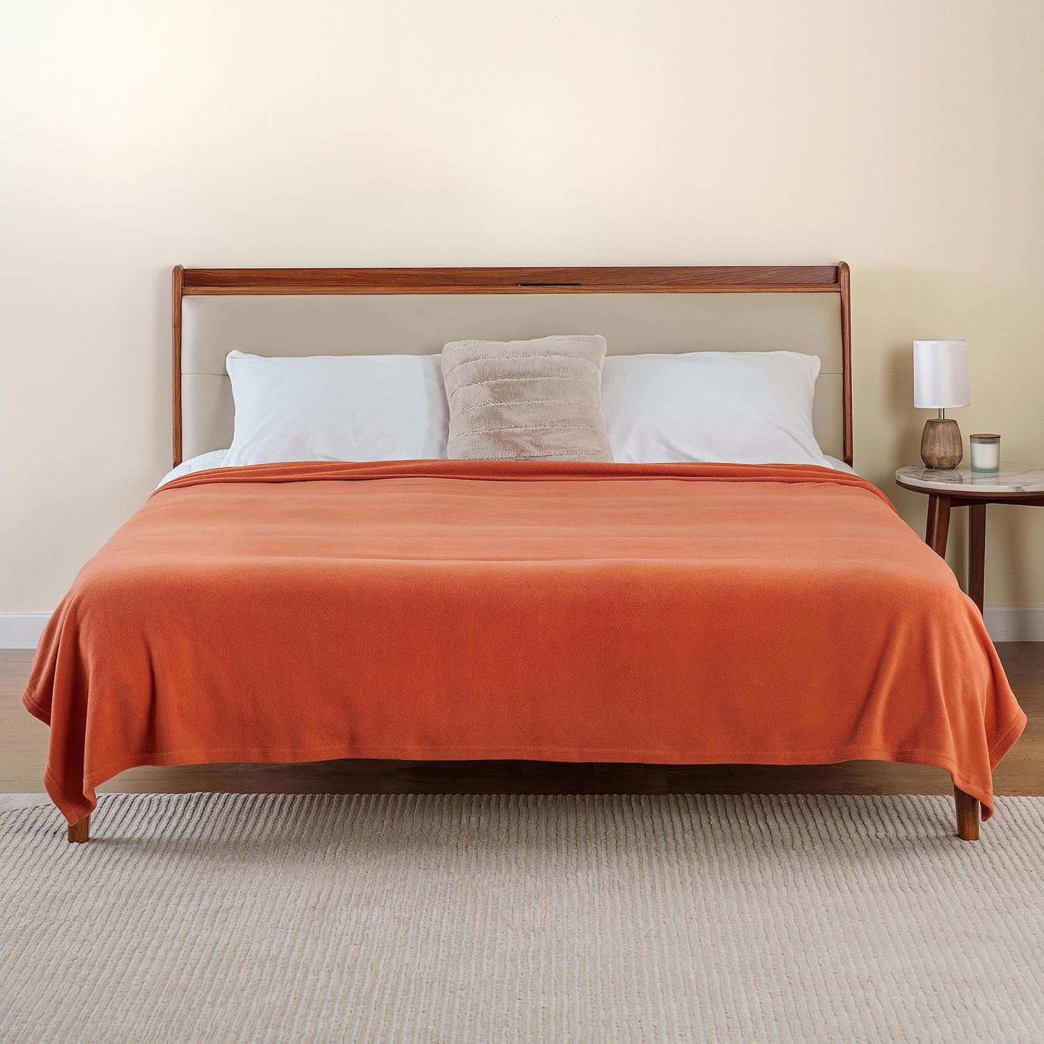 Berkshire Blanket Microfleece King Size Bed Blanket Amberglow Orange,Lightweight Soft Breathable Plush Micro Fleece Blanket for Bed Couch Sofa,90x108 Inches
