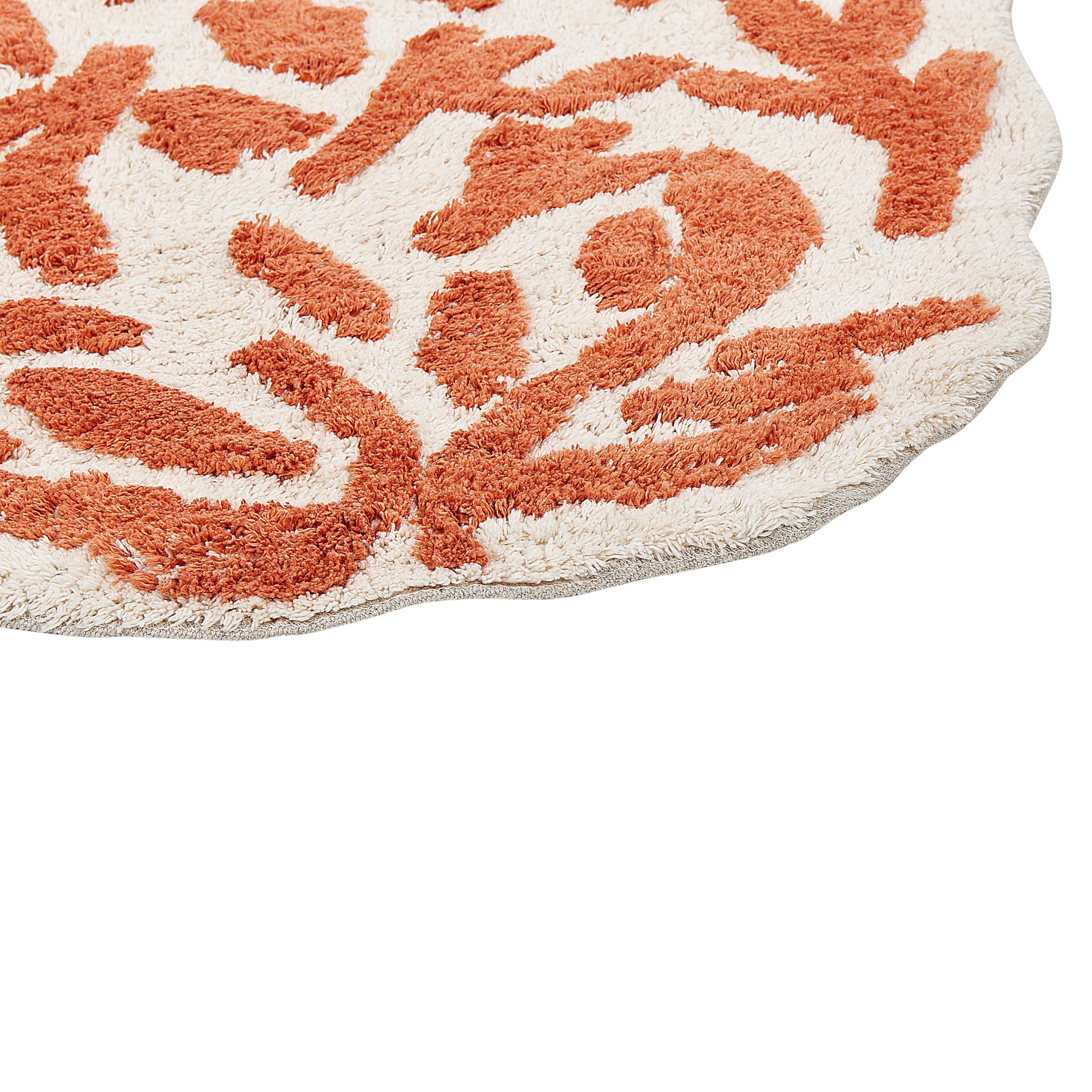 Beliani Tappeto da bagno moderno in cotone di forma irregolare 60 x 90 cm Modello decorativo Accessori da bagno arancione