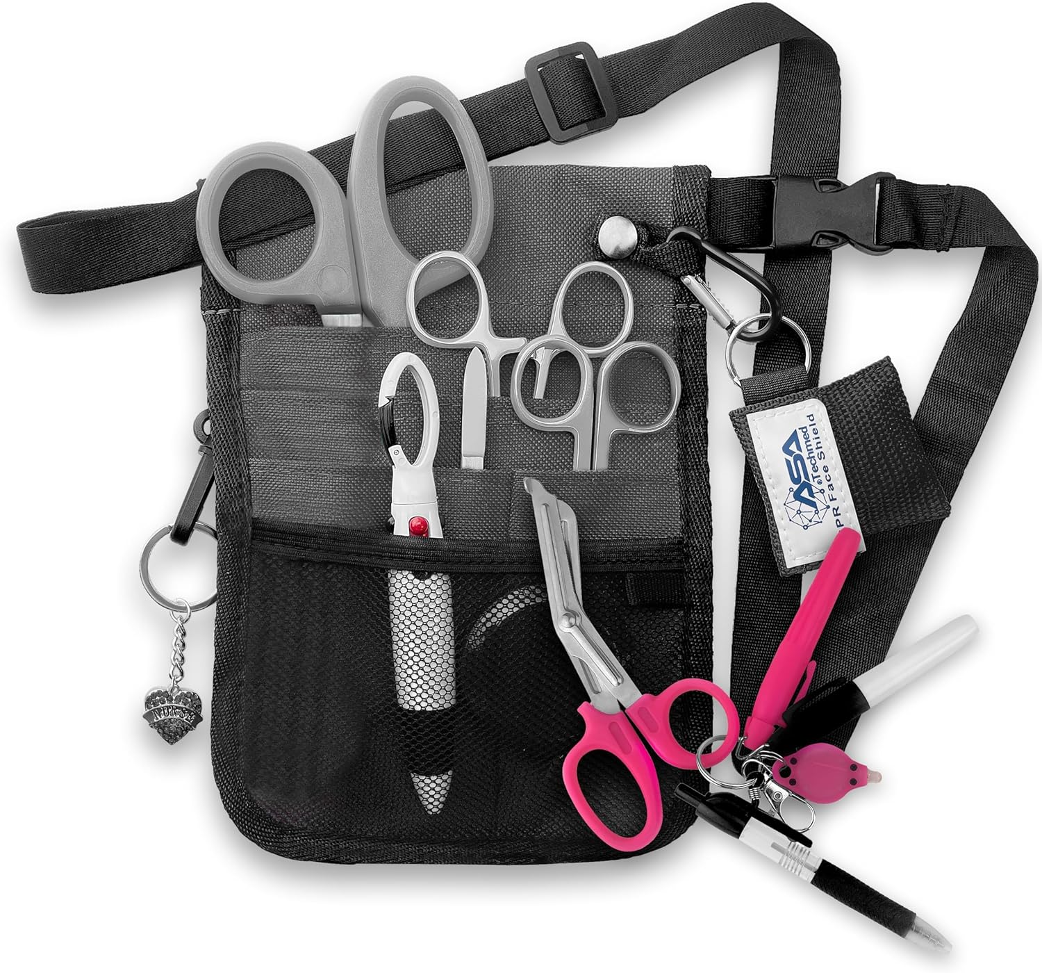 ASA Techmed Nurse Fanny Pack with Multiple Pockets – Medical Waist Pouch Tool Belt for Women & Men – Utility Kit for Nursing Supplies - (Red)