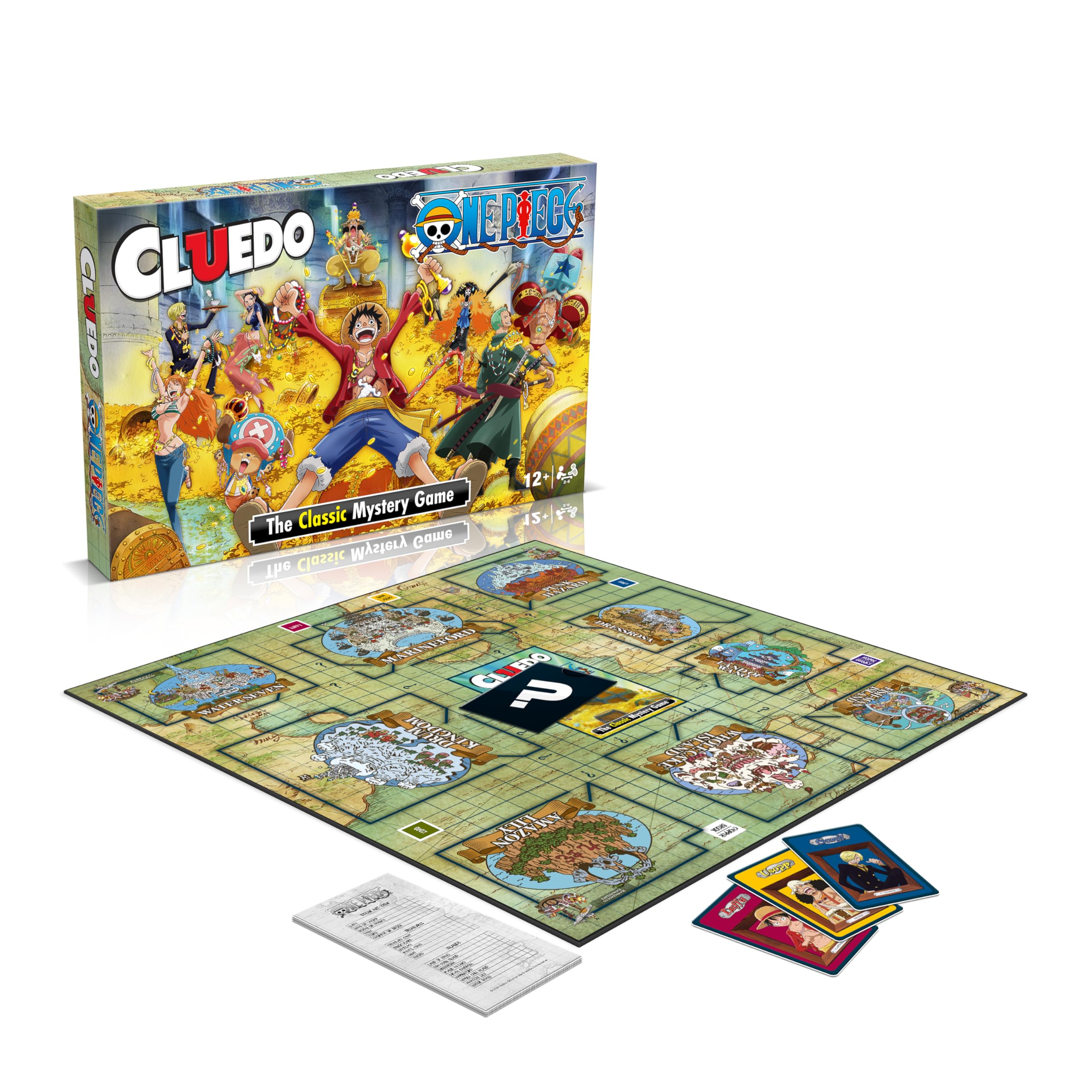 Winning Moves Juego de mesa Cluedo Mystery de una pieza perfecto para 2 a 6 jugadores y es un gran regalo para los fanáticos del anime a partir de 12 años